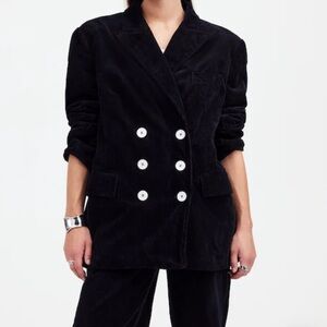 Alexa Chung x Madewell Black Corduroy Double-Breasted Blazer 4 NWT
